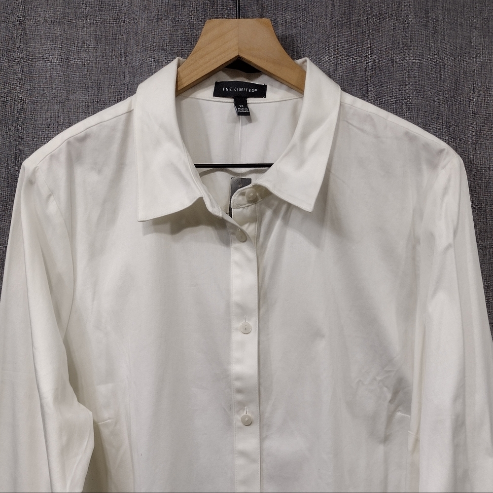 NWT The Limited Button Shirt Women's 1X White Office Career Business Minimalist - Picture 2 of 9